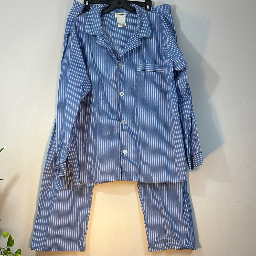 KnightsBridge Men's Size 2X Blue Striped long sleeve Pajamas 2 pc set
